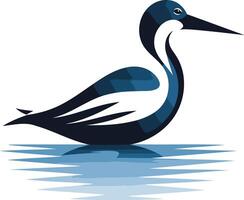 A stylized illustration of a duck on water, perfect for logo designs, branding, and nature themed projects vector