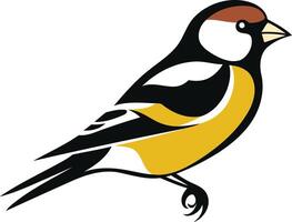 A stylized illustration of a yellow breasted bird with black and white markings, perfect for nature themed designs, branding, or logos vector