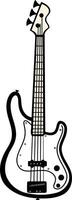 Simple line drawing of a bass guitar, perfect for music related designs, illustrations, or web graphics vector
