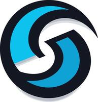 Abstract logo design featuring a blue and black circular pattern, perfect for branding a modern and dynamic company vector