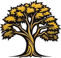 A bold, stylized illustration of a tree with a thick trunk and a full, lush crown vector