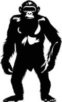 A strong and imposing black and white silhouette of a gorilla, perfect for adding a powerful and symbolic element to your design vector