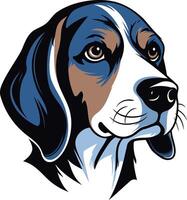 A stylized, graphic illustration of a beagle dog's head, perfect for pet related brands and designs vector