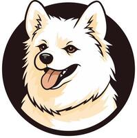 A friendly white dog with big, expressive eyes and a playful grin vector