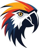 Bold, colorful parrot logo design, perfect for a business or brand seeking a unique and eye catching symbol vector