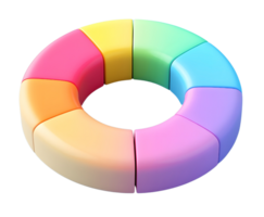Minimalist 3D Donut Chart Icon for Data Visualization png