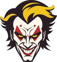 A menacing, cartoon style illustration of a man's face with an evil grin vector
