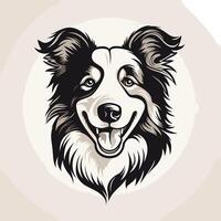 Smiling border collie with black and white markings vector