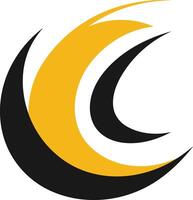 Abstract logo with black and yellow crescent shapes, ideal for a brand needing a dynamic, modern image vector