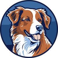 A friendly, cartoon style illustration of a brown and white dog with floppy ears and a happy expression vector