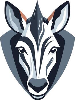 A bold and striking illustration of a zebra's head, featuring a close up view of its distinctive markings and expressive eyes vector