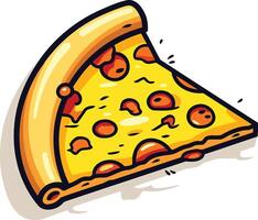 A cartoon style pizza slice with pepperoni, cheese, and sauce, perfect for adding a playful touch to your food related designs vector