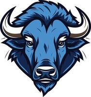 A bold and powerful illustration of a blue buffalo head, perfect for branding, logos, and sports teams vector