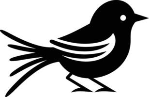 A simple, black and white silhouette of a bird with a long, feathery tail vector