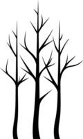 Simple silhouette of three bare trees, perfect for minimalist designs, branding, or nature themed projects vector