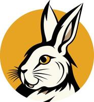 A stylized illustration of a rabbit's face, with a bold, graphic design perfect for branding or logo design vector