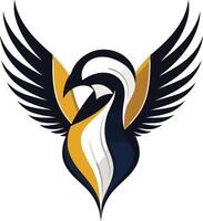 Bold and dynamic logo featuring a stylized bird with spread wings, ideal for branding, sports, and gaming applications vector