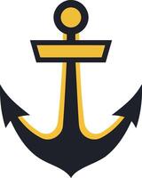 A simple, modern anchor design in black and yellow vector