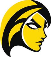 A bold and stylized element illustration of a woman's face, with a strong, fierce expression vector