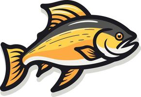 A cartoon illustration of a yellow fish with black outlines, perfect for branding, logos, or as a fun graphic for websites or social media vector