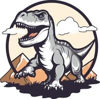 A ferocious t rex dinosaur illustration, perfect for adding a prehistoric touch to your designs this cartoon style image is ideal for kids' apparel, branding, or fun projects vector