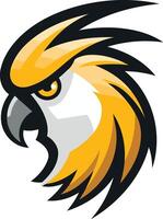 Bold and dynamic illustration of a parrot head, perfect for branding, logos, and esports teams vector