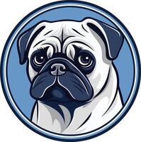 Adorable pug dog head in a circle vector