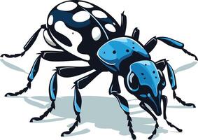 A vibrant illustration of a blue and black beetle with white spots vector