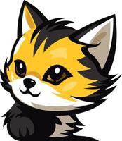 Cute cartoon cat with big eyes and a playful expression vector