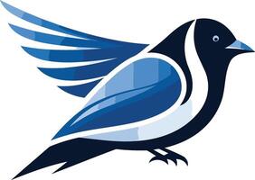 Abstract blue bird logo with a stylized design, perfect for representing freedom, speed, and communication vector