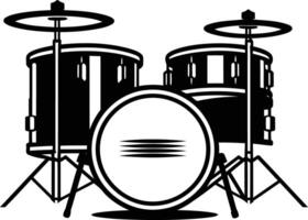 Simple black and white illustration of a drum set, perfect for music related projects, websites, or merchandise vector