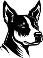 A striking black and white illustration of a dog's head, perfect for logos, branding, or pet related designs vector