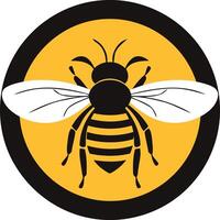 A simple, bold bee silhouette in a circular frame, perfect for branding, logos, and educational materials vector
