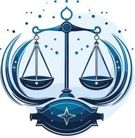 A stylized and artistic illustration of a libra scale with a celestial twist, perfect for astrology, zodiac, and balance themed projects vector