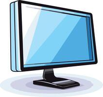 A cartoon style illustration of a desktop computer monitor with a blue screen vector