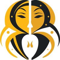 Abstract Face with Yellow and Black Colors vector