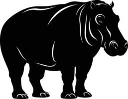 A simple yet striking black silhouette of a hippopotamus, perfect for adding a touch of wildness to your designs vector