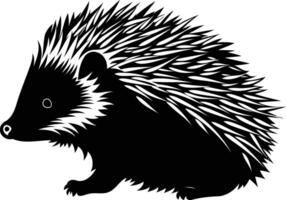 Simple black and white silhouette of a hedgehog, perfect for creating nature themed designs, logos, and illustrations vector