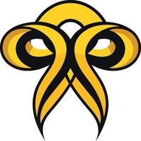 Abstract logo design featuring a dynamic, stylized shape in bold yellow and black vector
