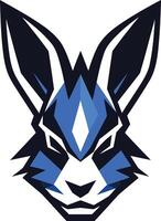 A powerful and dynamic logo featuring a stylized rabbit head in a bold blue and black color scheme vector