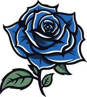 A bold and stylized blue rose, perfect for adding a touch of elegance and vintage charm to your designs vector