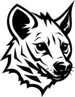 A bold and striking black and white illustration of a hyena's head, perfect for logos, branding, and design projects vector