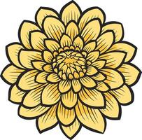 A beautiful, stylized illustration of a yellow flower with intricate details vector