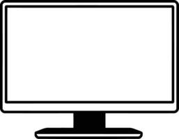 Simple black and white outline illustration of a computer monitor vector