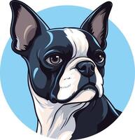 A charming boston terrier dog portrait, with a cute, expressive face and a touch of cartoon style vector