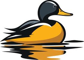 A bold and colorful illustration of a duck swimming in a stylized water setting vector