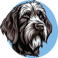 A charming, hand drawn illustration of a wirehaired pointing griffon dog looking directly at the viewer vector