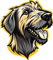 A friendly, cartoon style illustration of a bearded collie with a joyful expression vector