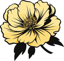 A delicate, yellow flower with a bold, black outline, perfect for floral designs, greeting cards, and invitations vector