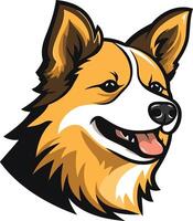 A friendly, cartoon style dog head with a happy expression vector